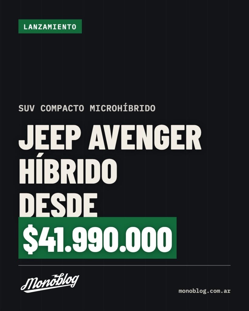 Jeep Avenger híbrido en Argentina: precios desde $41.990.000 y qué tipo de híbrido es
